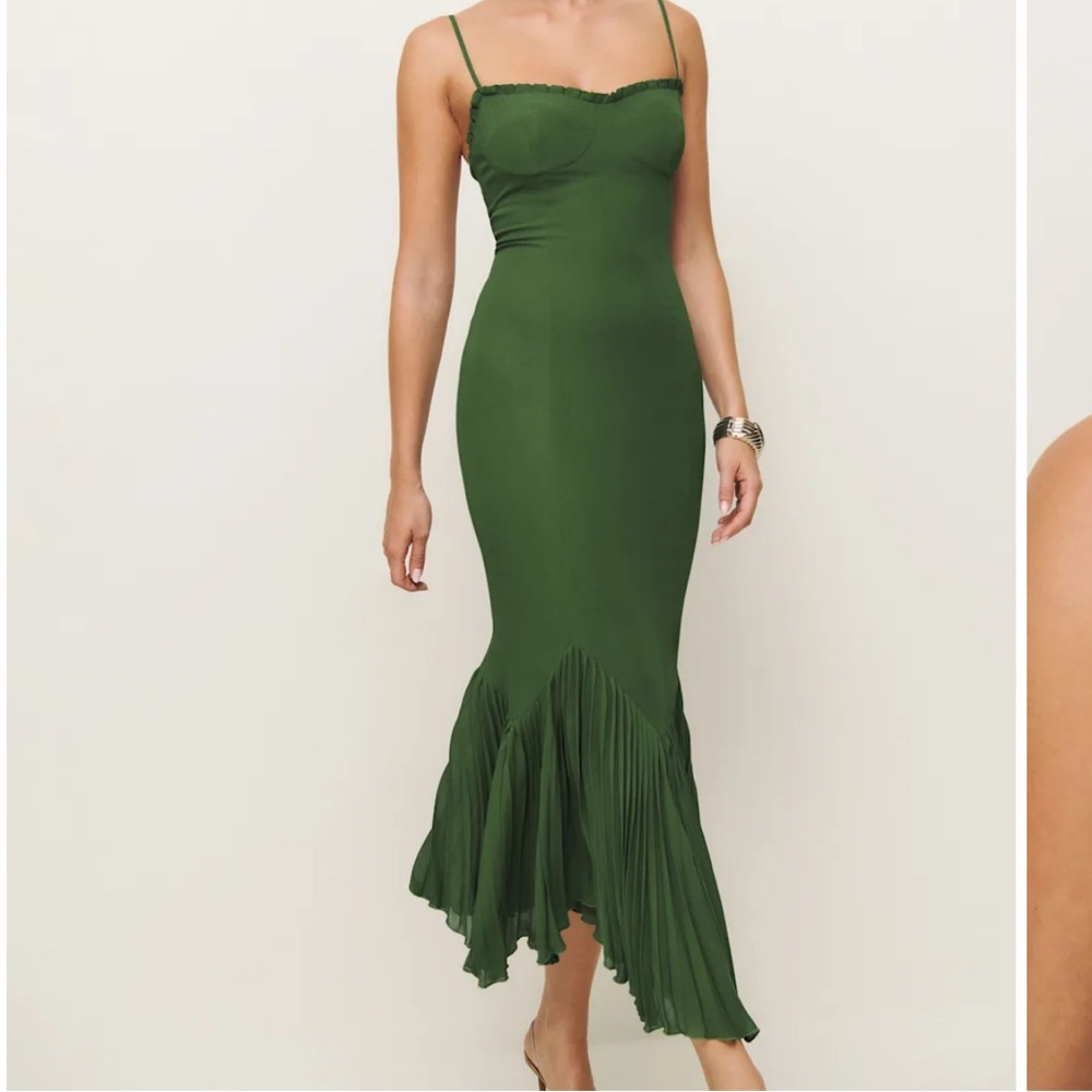 Reformation Moss Green Aiko Dress